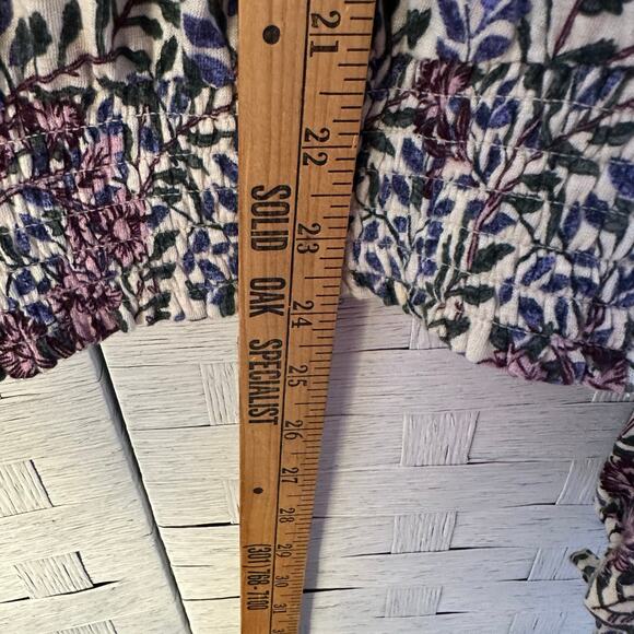 Lucky brand peasant top balloon sleeve drawstring collar floral bohemian hippie - Picture 9 of 11